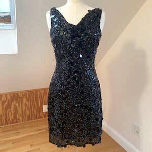 Vintage Black Sequin Mesh Cocktail Dress by Cache